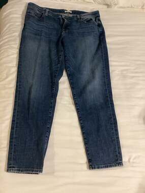 Eileen Fisher Organic Cotton Stretch Slim Ankle Jeans Wash Size 14